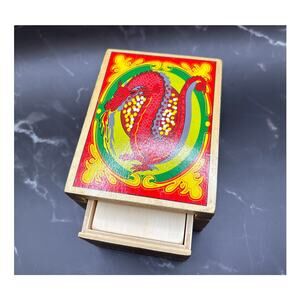 Vintage Dragon Puzzle Box Wooden Box Hidden Compartments Stash Box Decor Gift